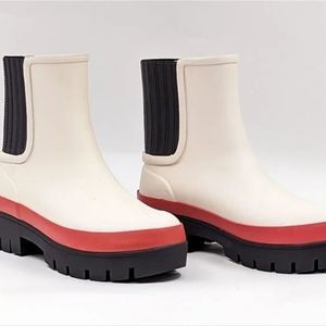 Tory Burch Foul Weather Boots- New Ivory/Perfect Black